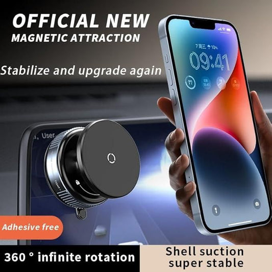 Magnetic Suction Phone Holder – 360° Rotating Universal Mobile Stand for Car, Office, Gym & Home