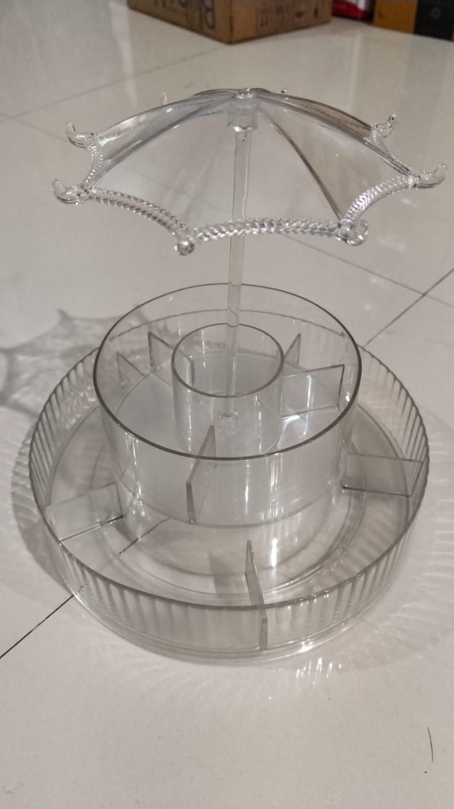 Round Dust-Proof Transparent 2-Layer Rotating Cosmetic Organizer | 360° Umbrella-Shaped Makeup & Skincare Storage Rack (Pack of 1)