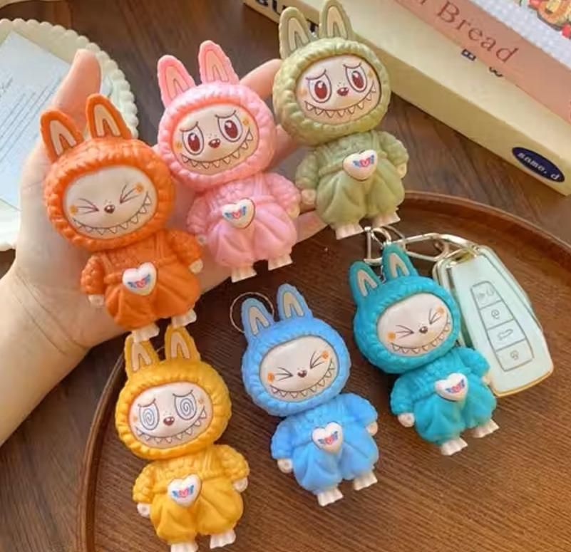 Labubu Keychain – Face Changing Cartoon Anime Keyring & Decoration (Pack of 1)