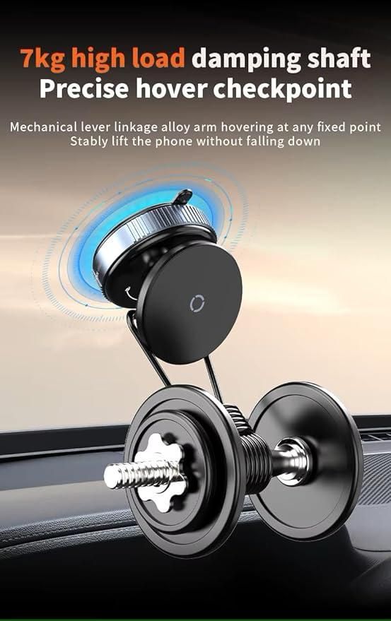 Magnetic Suction Phone Holder – 360° Rotating Universal Mobile Stand for Car, Office, Gym & Home