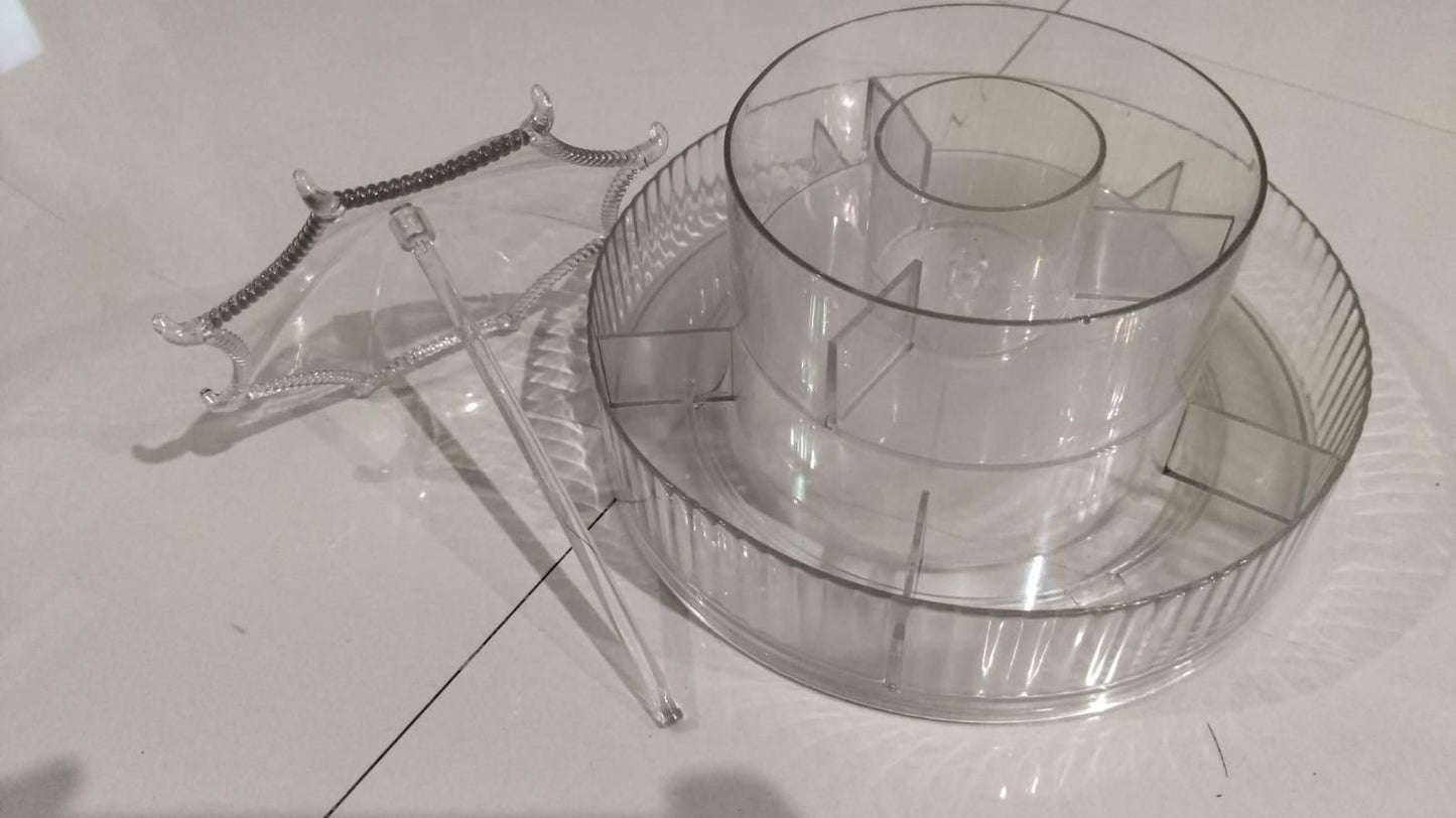 Round Dust-Proof Transparent 2-Layer Rotating Cosmetic Organizer | 360° Umbrella-Shaped Makeup & Skincare Storage Rack (Pack of 1)