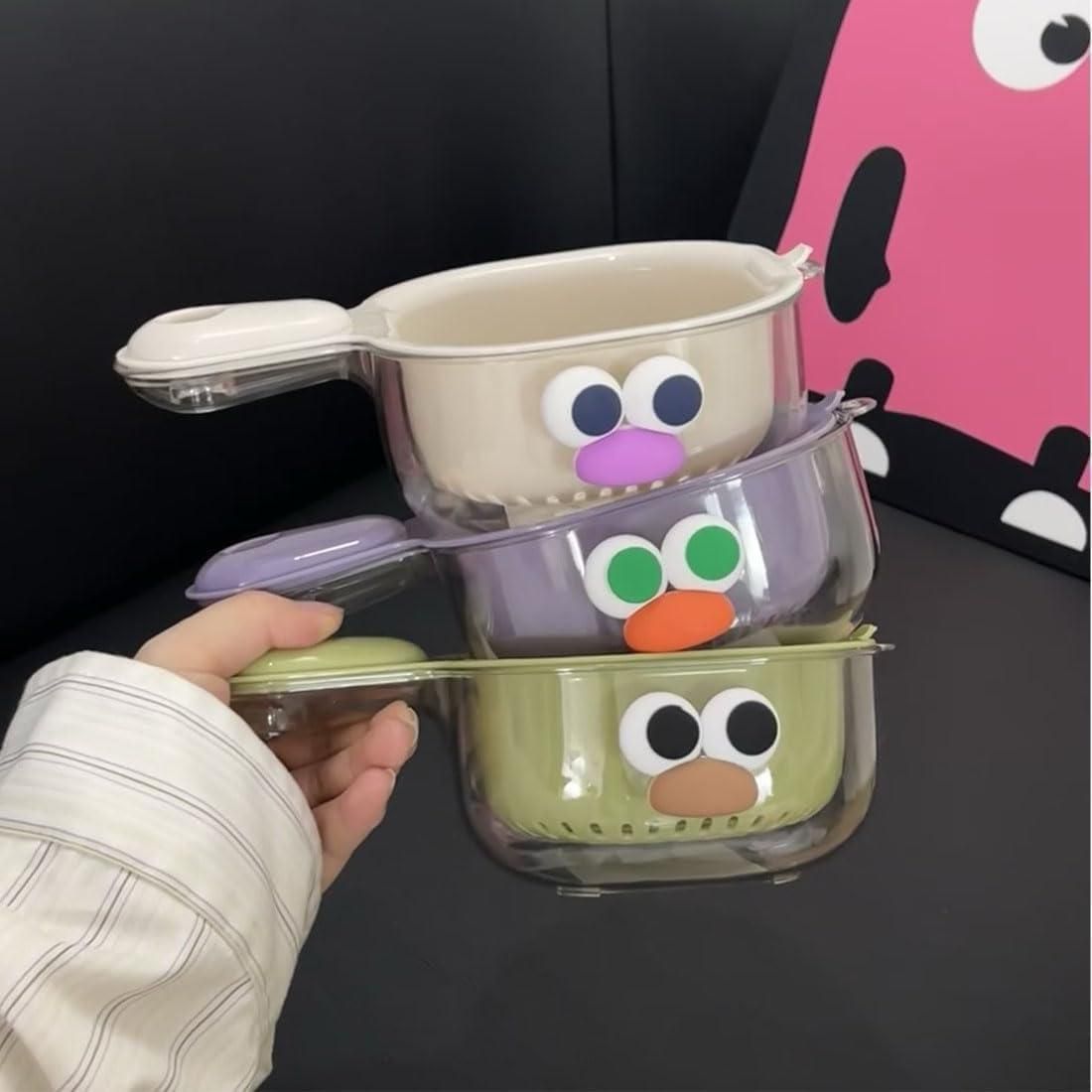 Strainer Dual-Layer Veggie & Fruit Draining Basket with Handle (Pack of 1)