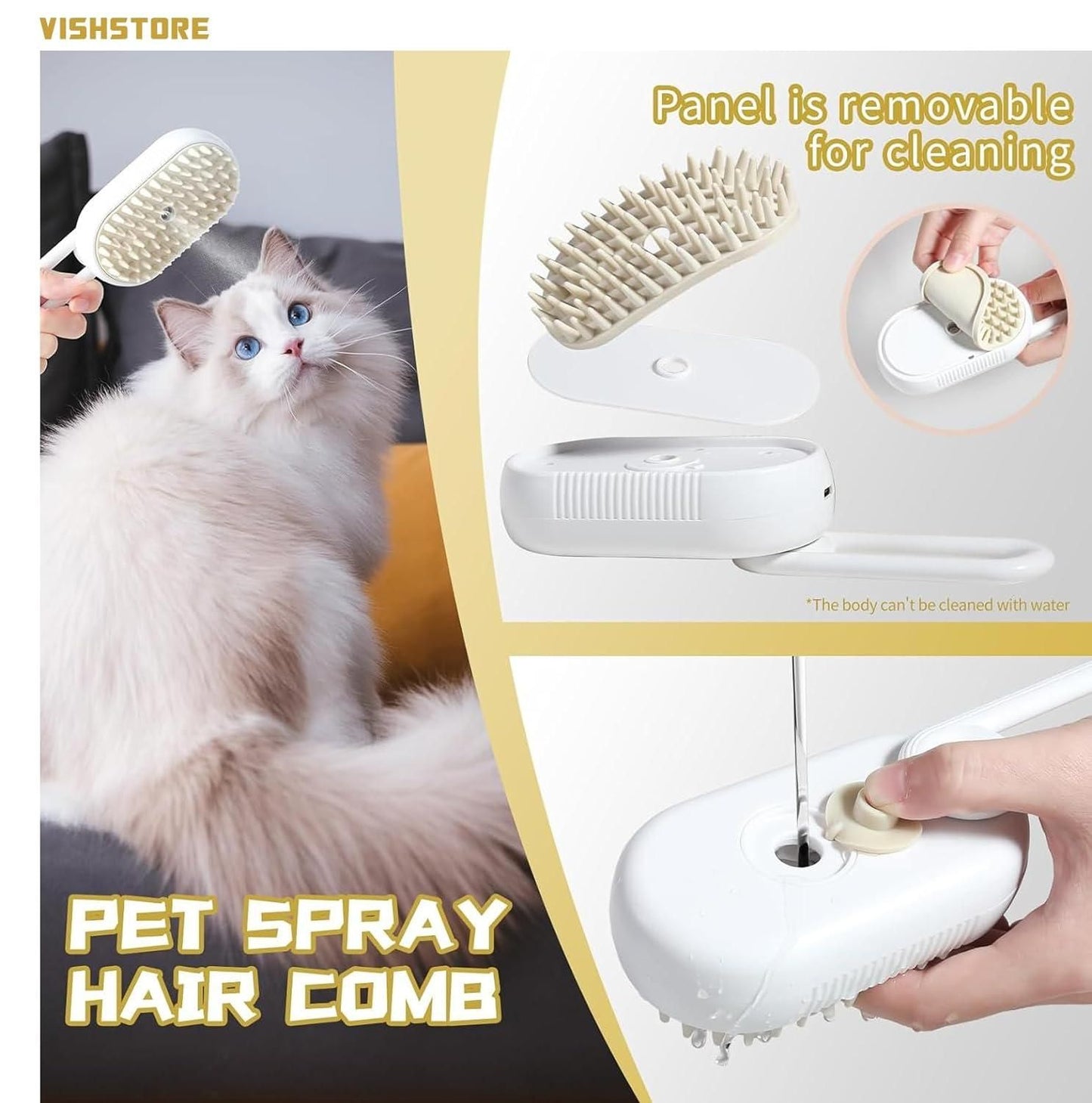 Steam Brush for Dogs and Cats – Gentle Grooming Made Easy